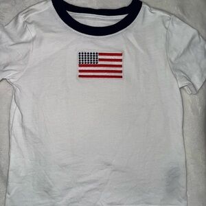 Janie and Jack - Patriotic White Tee with Flag Patch
